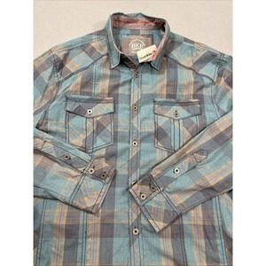 SHIRT BKE MENS  MEDIUM RELAXED  L/S Metal Button Front Western FLAP POCKETS NWT